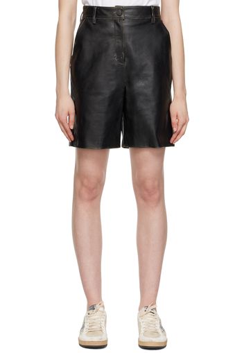 Golden Goose Black Four-Pocket Leather Shorts