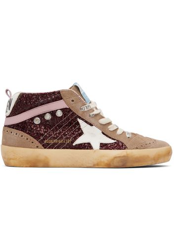 Golden Goose SSENSE Exclusive Burgundy & Taupe Mid Star Sneakers