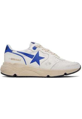 Golden Goose White & Blue Running Sole Sneakers