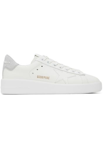 Golden Goose White & Silver Purestar Sneakers