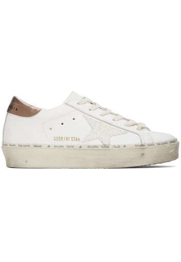 Golden Goose White & Rose Gold Hi Star Classic Sneakers