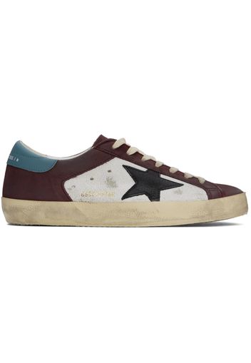 Golden Goose Burgundy & White Super-Star Sneakers