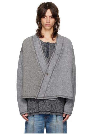 Greg Lauren Gray Knit Wool GL1 Cardigan