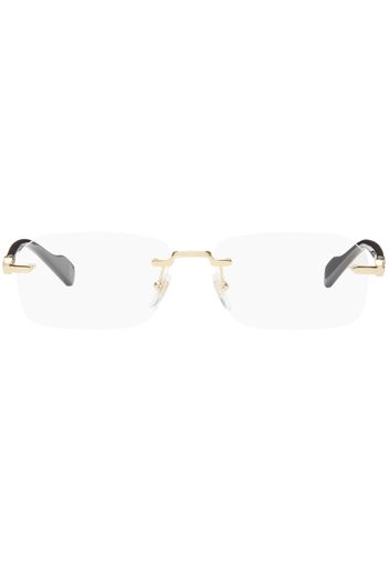 Gucci Gold & Black Rimless Rectangle Glasses