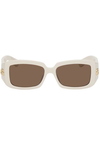 Gucci Off-White Rectangular Sunglasses