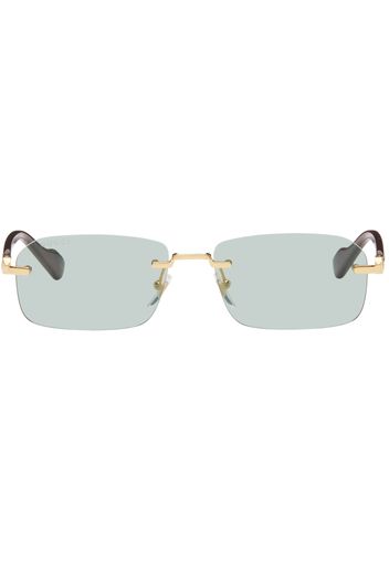 Gucci Gold & Burgundy Rimless Sunglasses