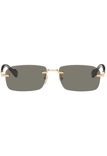 Gucci Black & Gold Rimless Sunglasses