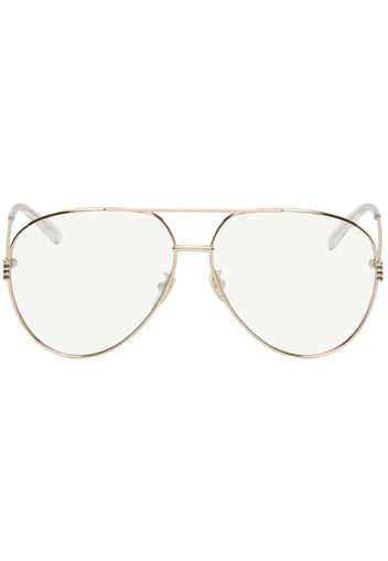 Gucci Gold Large Metal Aviator Glasses