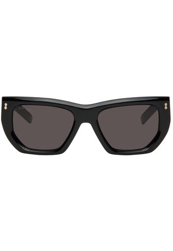 Gucci Black Rivetto Geometrical Acetate Sunglasses