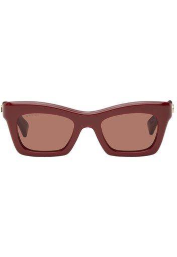 Gucci Burgundy Rectangular Sunglasses