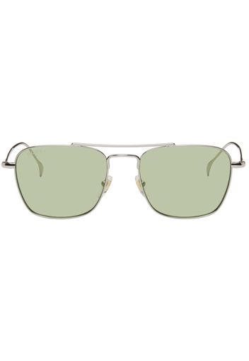 Gucci Silver Retro Pilot Metal Sunglasses