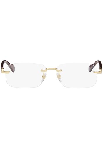 Gucci Gold & Burgundy Rimless Glasses