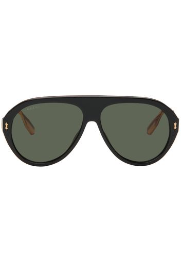 Gucci Black & Gold Round Sunglasses