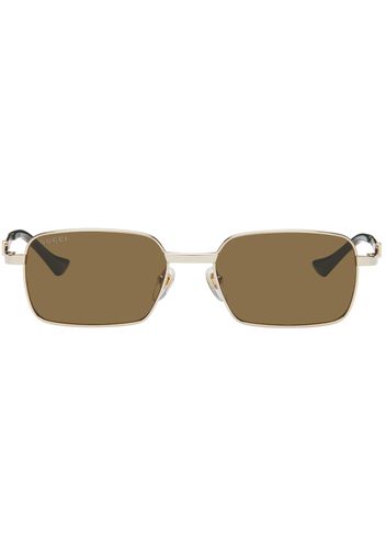 Gucci Gold Rectangular Sunglasses