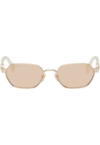 Gucci Gold & White Round Sunglasses