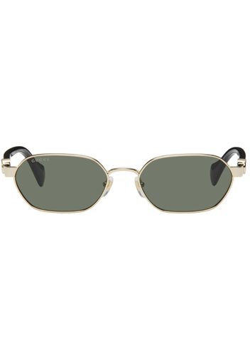 Gucci Gold & Black Round Sunglasses