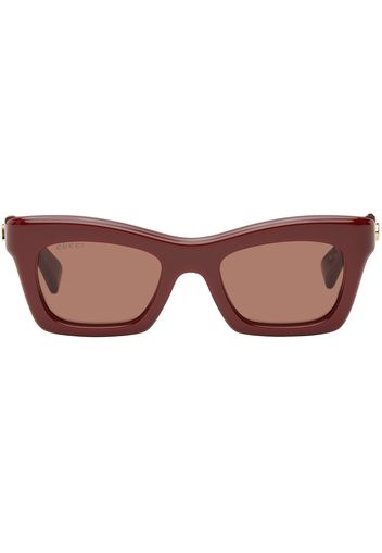 Gucci Burgundy Rectangular Sunglasses