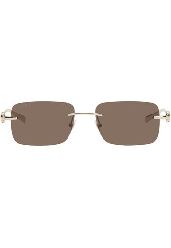 Gucci Gold Rectangular Sunglasses