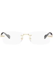 Gucci Gold & Black Rimless Rectangle Glasses