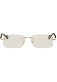 Gucci Gold & Black Rectangular Sunglasses