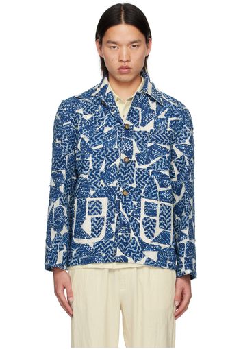 HARAGO Off-White & Navy Kantha Jacket