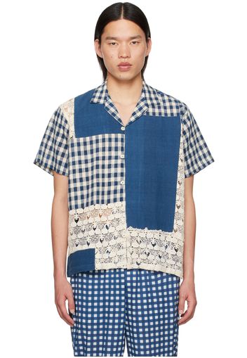 HARAGO Indigo & Off-White Patchwork Shirt