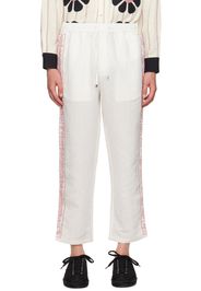 HARAGO Off-White Embroidered Trousers