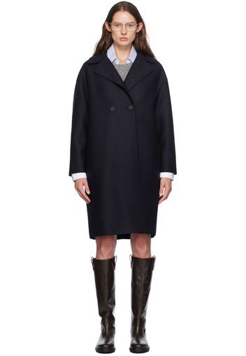 Harris Wharf London Navy Dropped Shoulder Coat