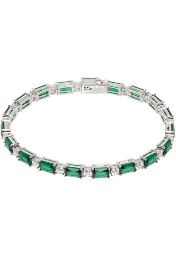 Hatton Labs Silver & Green Emerald Cut Tennis Bracelet