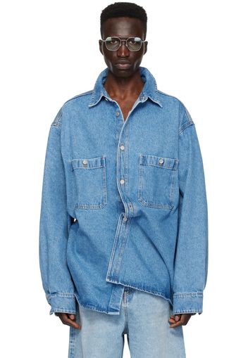 Hed Mayner Blue Patch Pocket Denim Shirt