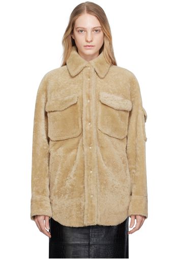 Helmut Lang Tan Flap Pocket Shearling Jacket