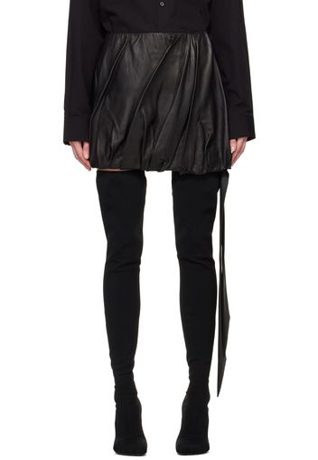 Helmut Lang Black Ballooned Leather Miniskirt