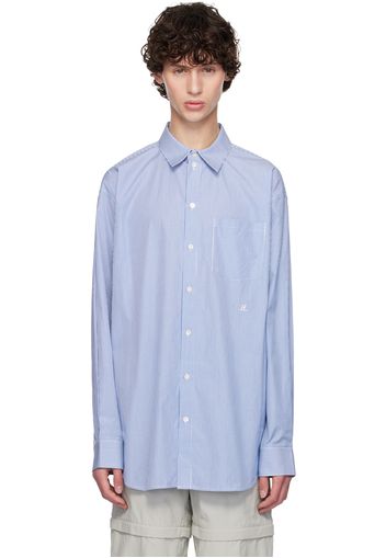 Helmut Lang Blue Oversized Striped Shirt