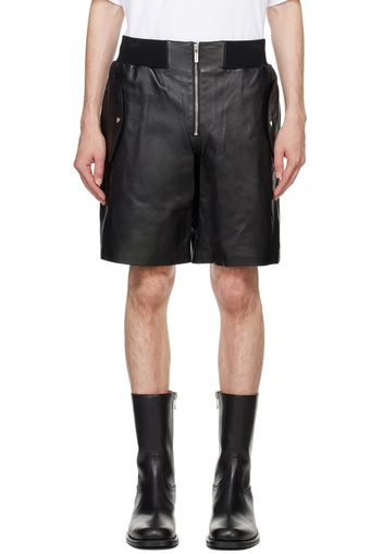 Helmut Lang Black Zip Bomber Leather Shorts