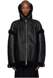 Helmut Lang Black Apex Teddy Reversible Leather Jacket