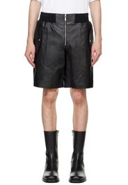 Helmut Lang Black Zip Bomber Leather Shorts