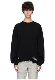 Helmut Lang Black Distressed Sweater