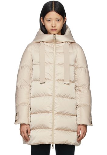 Herno Beige Down Hooded Raso Coat