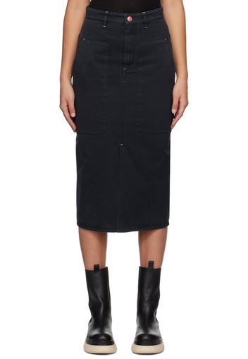 Isabel Marant Etoile Black Flozia Denim Midi Skirt