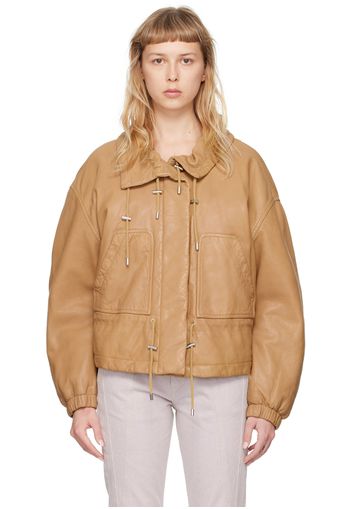 Isabel Marant Beige Akiras Leather Bomber Jacket