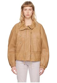 Isabel Marant Beige Akiras Leather Bomber Jacket