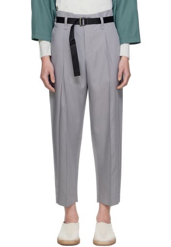 132 5. ISSEY MIYAKE Gray Oblique Fold Bottoms Trousers