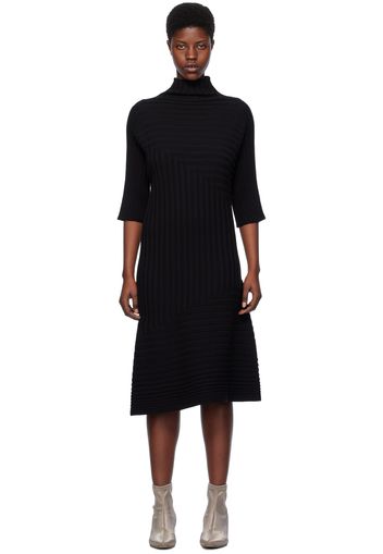 ISSEY MIYAKE Black Two Textured Midi Dress