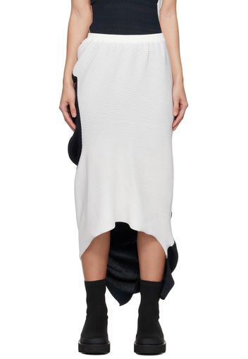 ISSEY MIYAKE Navy & White Aerate Midi Skirt