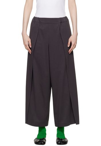 132 5. ISSEY MIYAKE Gray Crosscut Trousers