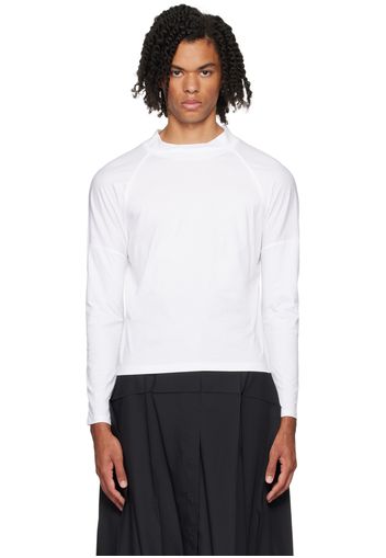 132 5. ISSEY MIYAKE White Mock Neck Long Sleeve T-Shirt