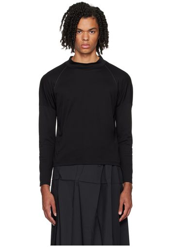 132 5. ISSEY MIYAKE Black Mock Neck Long Sleeve T-Shirt