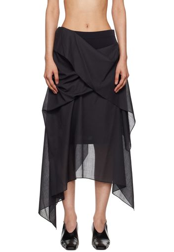 ISSEY MIYAKE Black Over The Body Midi Skirt