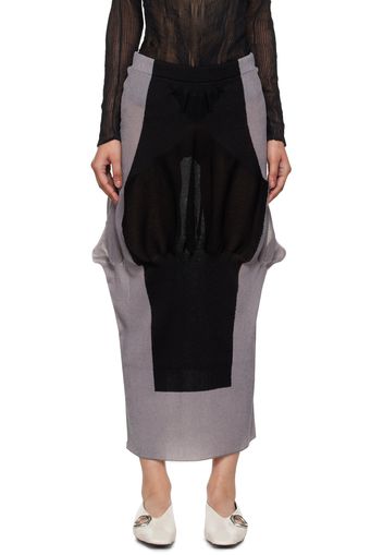 ISSEY MIYAKE Gray & Black Shaped Nude Maxi Skirt