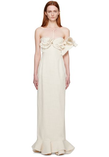 Jacquemus Off-White Le Raphia 'La Robe Artichaut' Maxi Dress